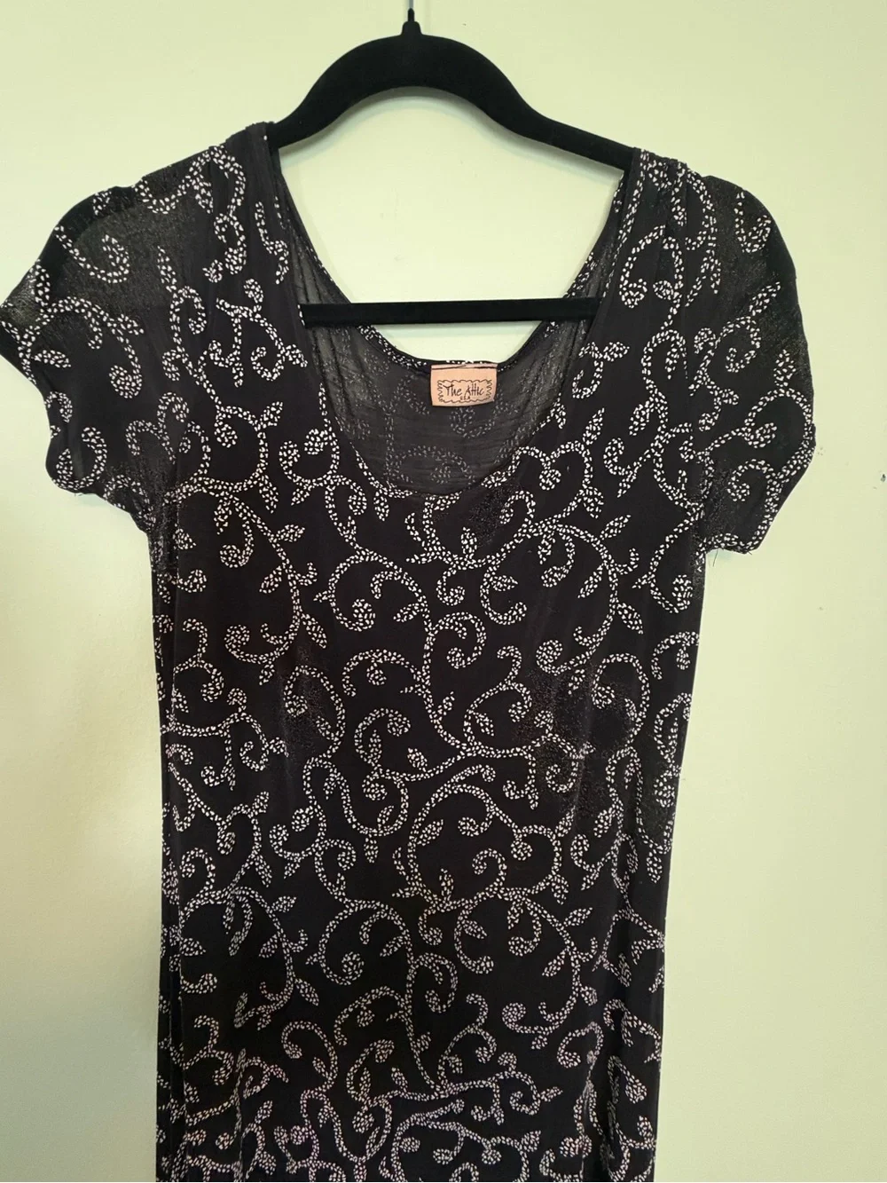 Black & white Patterned floral mesh sheer Short-Sleeve Maxi Dress